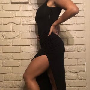 Ruched Maxi dress with slit